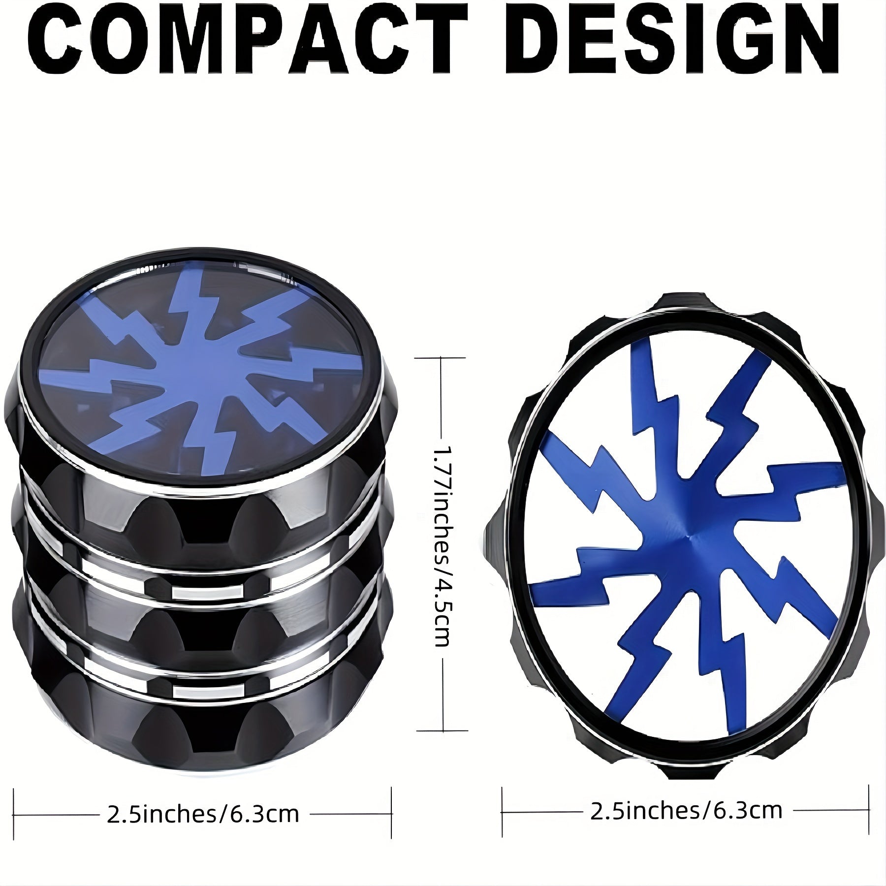 2.5 Inch Multi-Function Grinder - Super Durable Black Blue