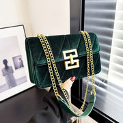 Elegant Crossbody Bag - Velvet Material with Chain