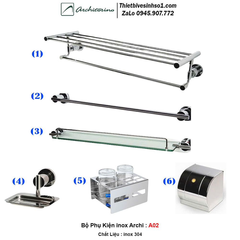 Archi A02 Stainless Steel Accessories Set