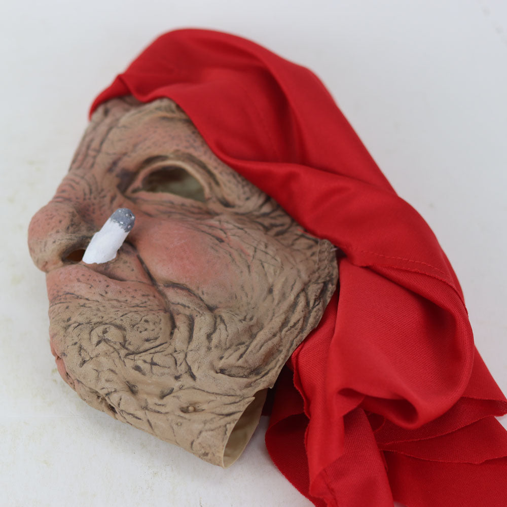 [Red Hood Halloween Mask] Halloween Mask, Little Red Hood Smoking Grandma Old Woman, Party Props, Ideal Gift for Men &amp; Women