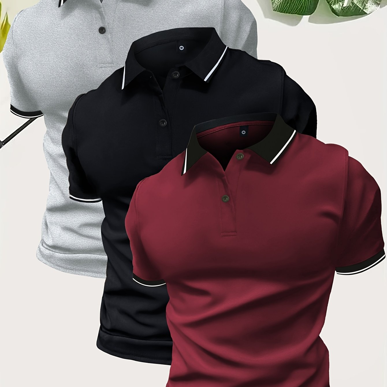 Áo Golf Nam 3 Chiếc Thoáng Khí Cổ Tim Mặc Hè