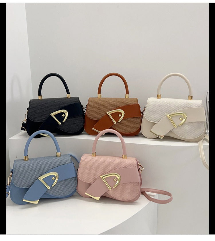 Women's Crossbody Bag - Gold Lock, Compact, Luxurious