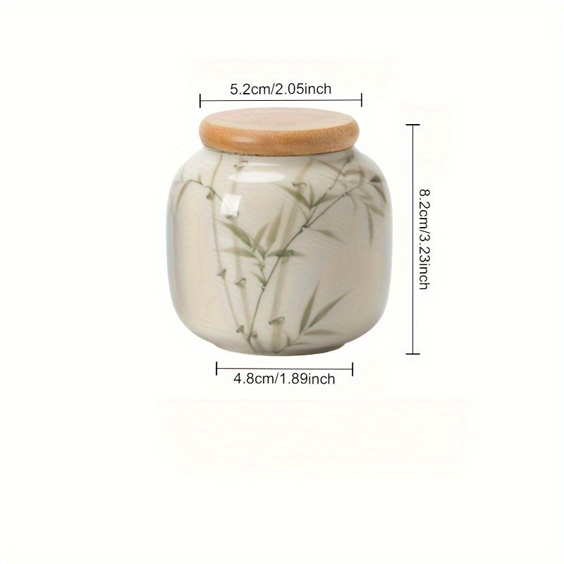 [High-Grade Pu'Er Green Tea Jar] Emerald Green Asparagus Fern Tea Jar Sealed Jar Ceramic Tea Container Moisture-Proof Chinese High-Grade Pu'Er Green Tea Warehouse