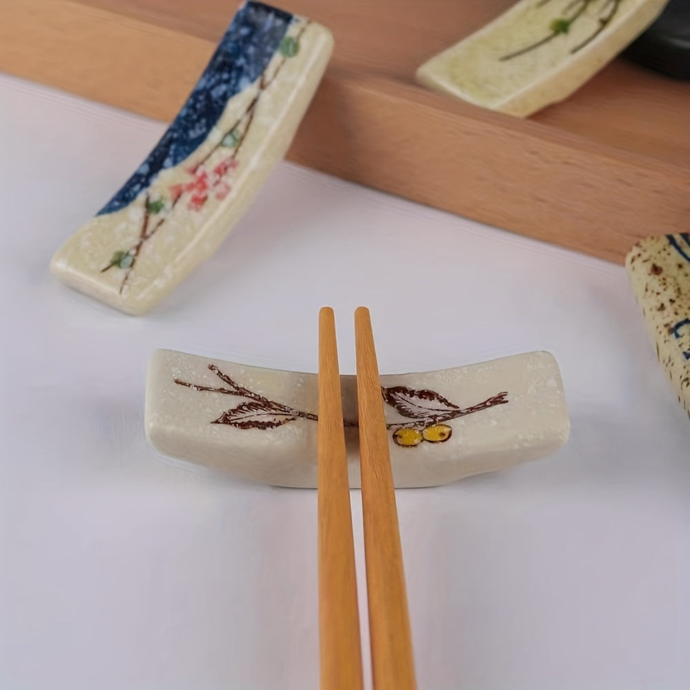 5pcs Ceramic Chopsticks Rack, Household Chopsticks Rest and Western Food Knife Fork Spoon Holder