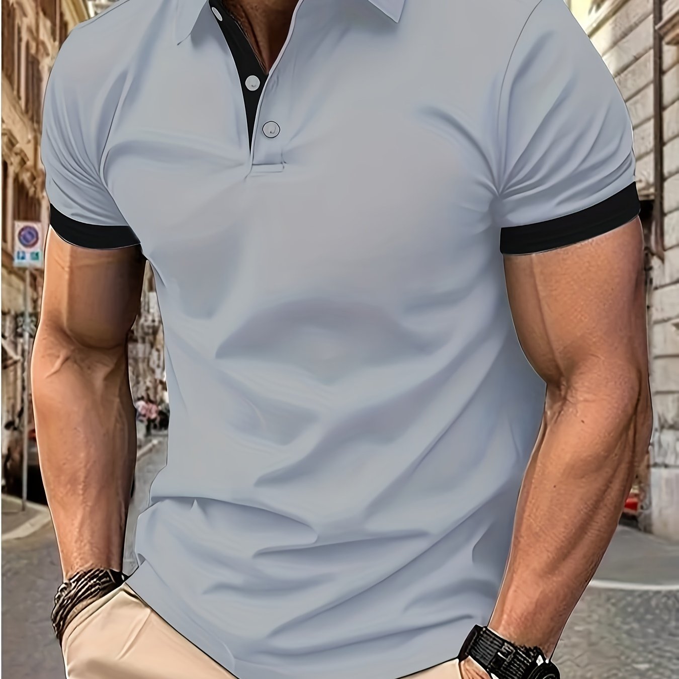 Men's Golf Shirt, Breathable Fabric, V-Neck, Short Sleeves, Summer