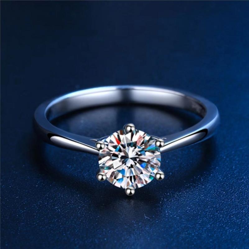 New Women'S One-Carat 925 Silver Moissanite Ring Plated with Tp950. - Daisan Mart