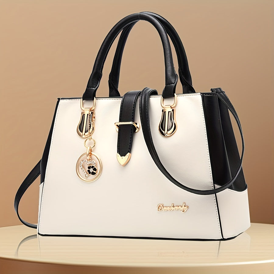 Elegant Women's Handbag with Letters, Convenient Double Strap