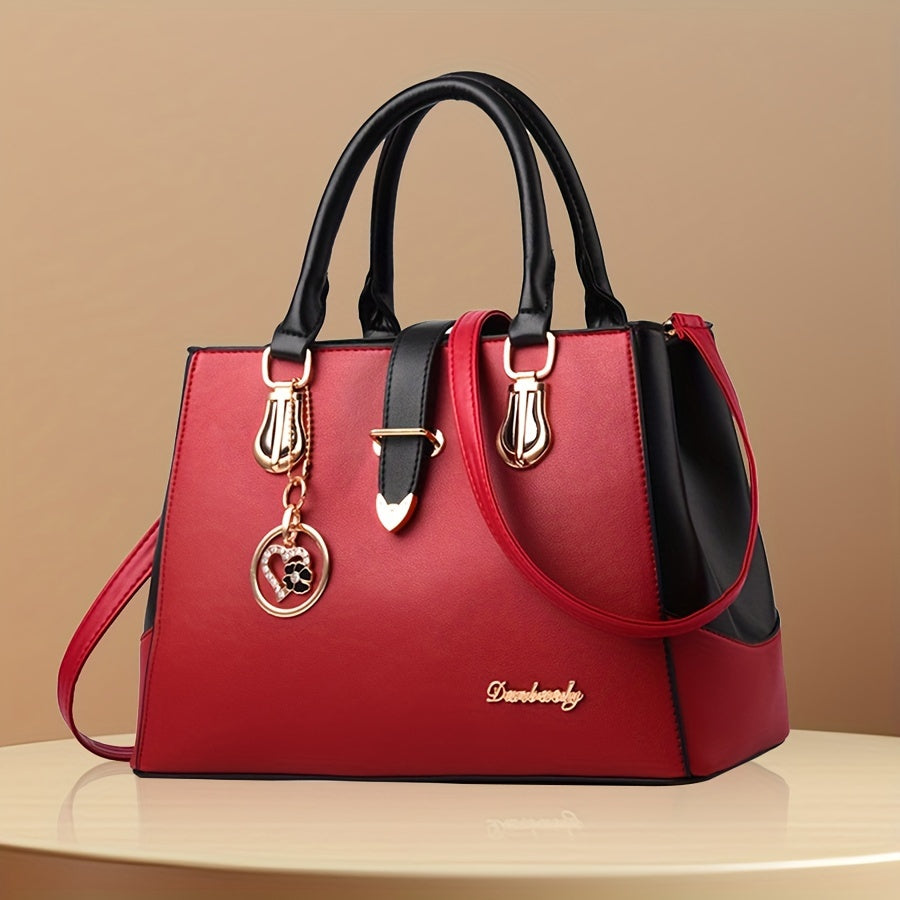 Elegant Women's Handbag with Letters, Convenient Double Strap
