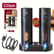 Convenient 2-piece LED automatic electric salt and pepper grinder set