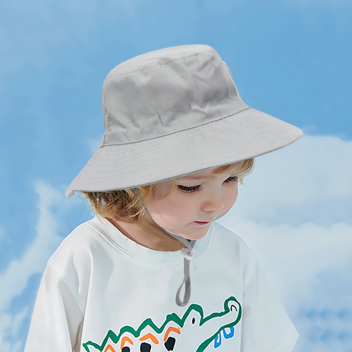 Children's Bucket Hat with Dinosaur and Octopus Print for Sun Protection