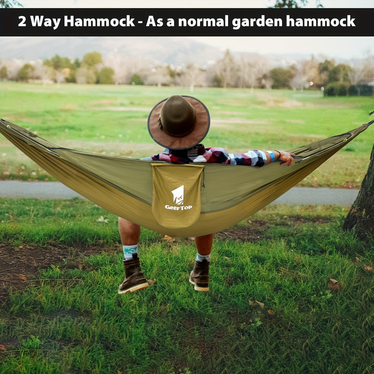 [3-in-1 Hammock] GEERTOP 3-in-1 Outdoor Hammock | Double Sleep Rest Camping Hammock with Mosquito Net Sun Shelter for Backpacking Travel Garden Park - Daisan Mart
