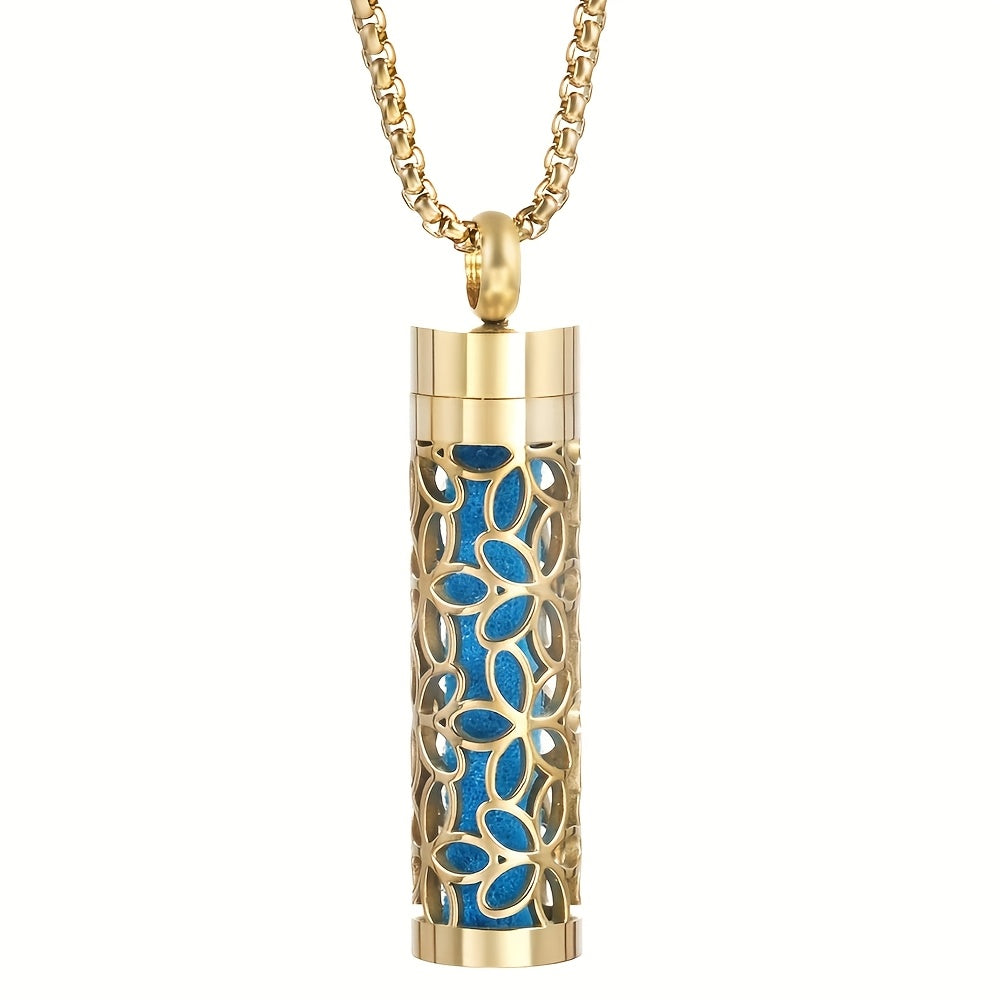 New Golden Stainless Steel Aroma Geometric Pattern Hollow Pendant Necklace
