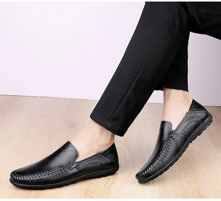 CLOHOO Men's Genuine Leather Loafers for Elegant Office