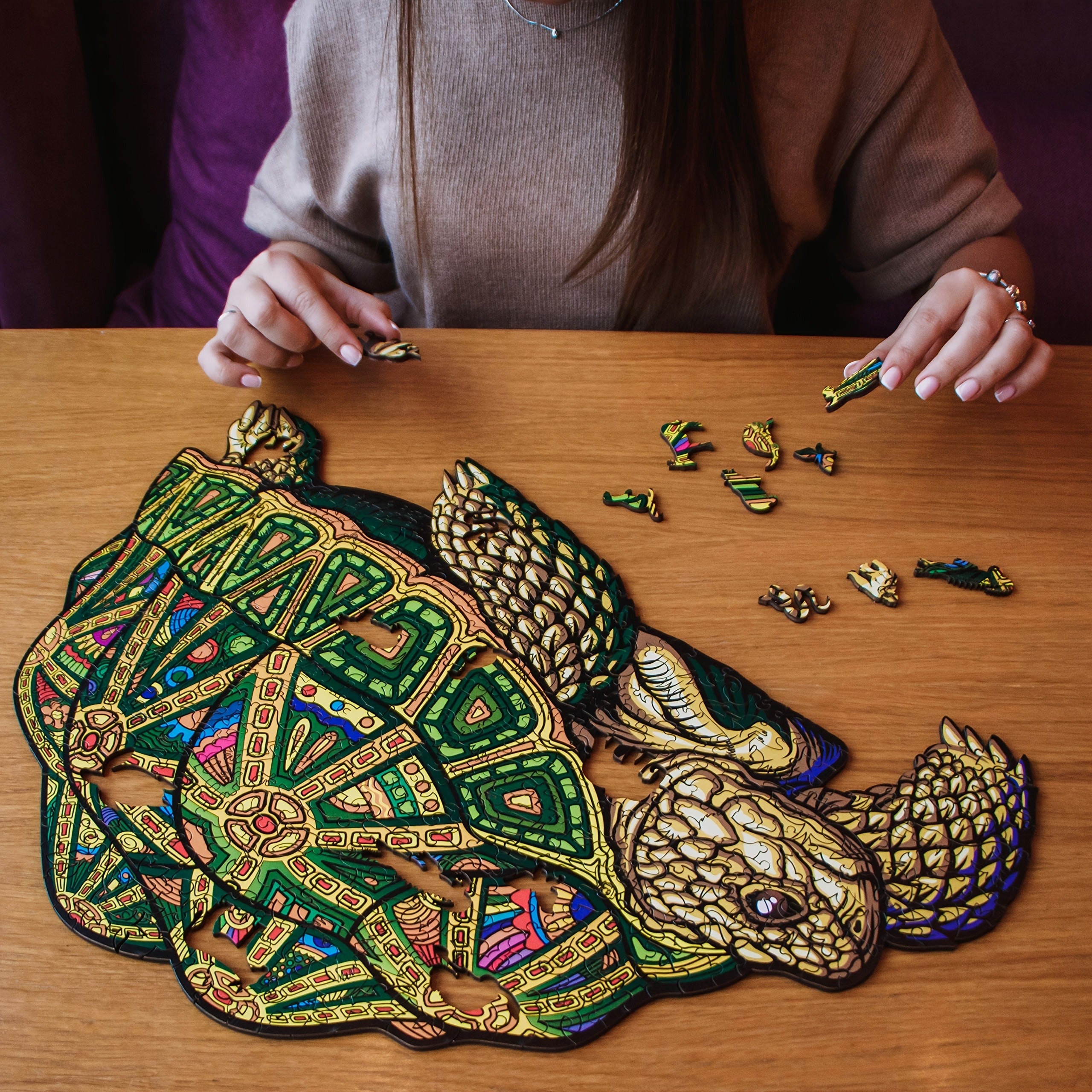 Wooden Jigsaw Puzzles For Adults&amp;14+ Years, Table Games Magic Puzzles, Unique Irregular Shaped Wood Puzzles Make A Perfect Gift For Holiday, Christmas, Birthday, Fathers Day, Mothers Day, Wise Turtle