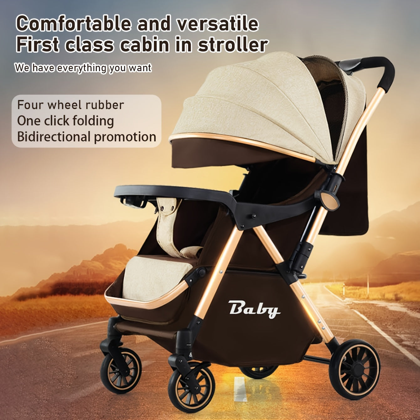 High-quality 2-way stroller, convenient folding
