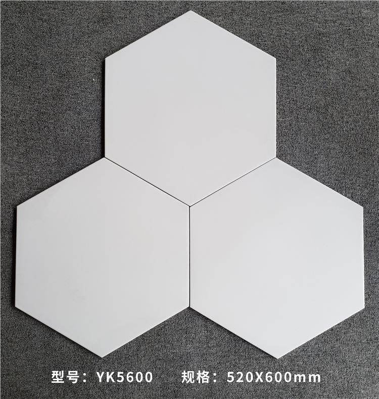 White hexagonal tiles 520x600mm (1 box/6 tiles/1.4052m2/29kg)