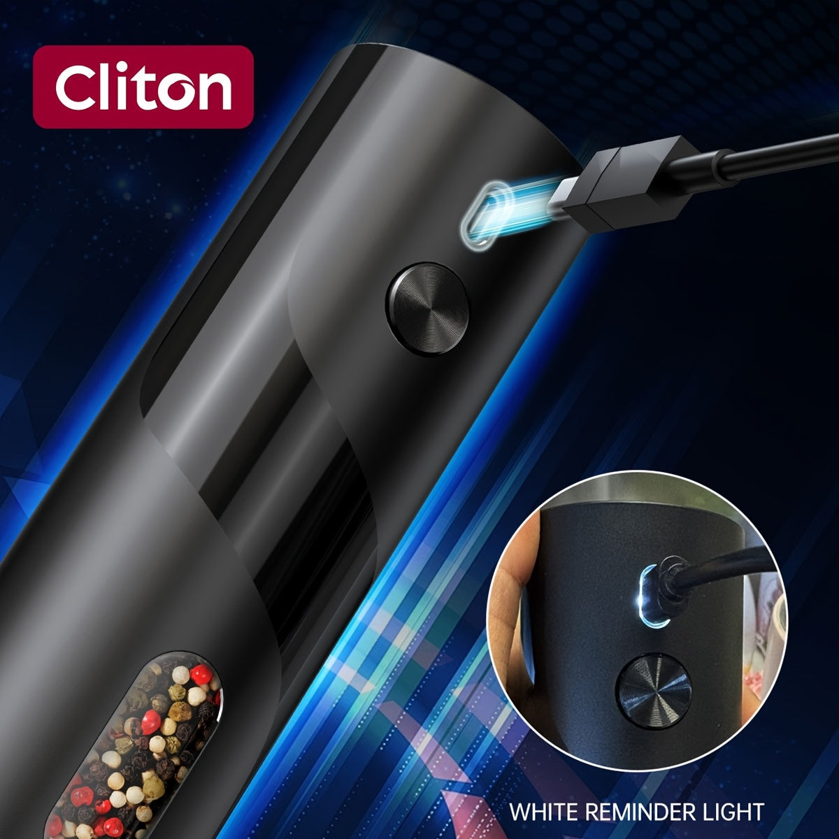 Convenient 2-piece LED automatic electric salt and pepper grinder set