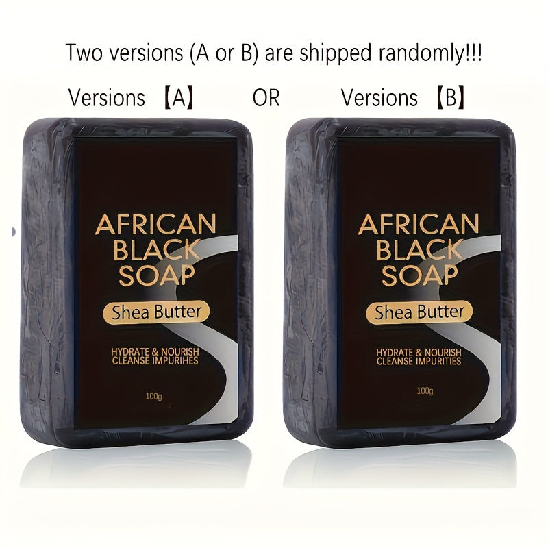 African Black Soap with Shea Butter, 100g - Moisturizing Cleanser for Clear Skin, Paraben-Free, Unscented, Ideal for Face & Body, All Skin Types, Hydrating & Nourishing Bar Soap, Skin Hydration|Natural Soap Bar|Moisturizing S