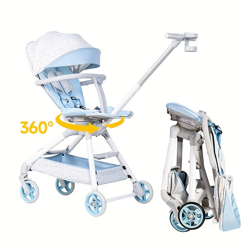 360° Folding Travel Stroller for Baby, Adjustable Backrest