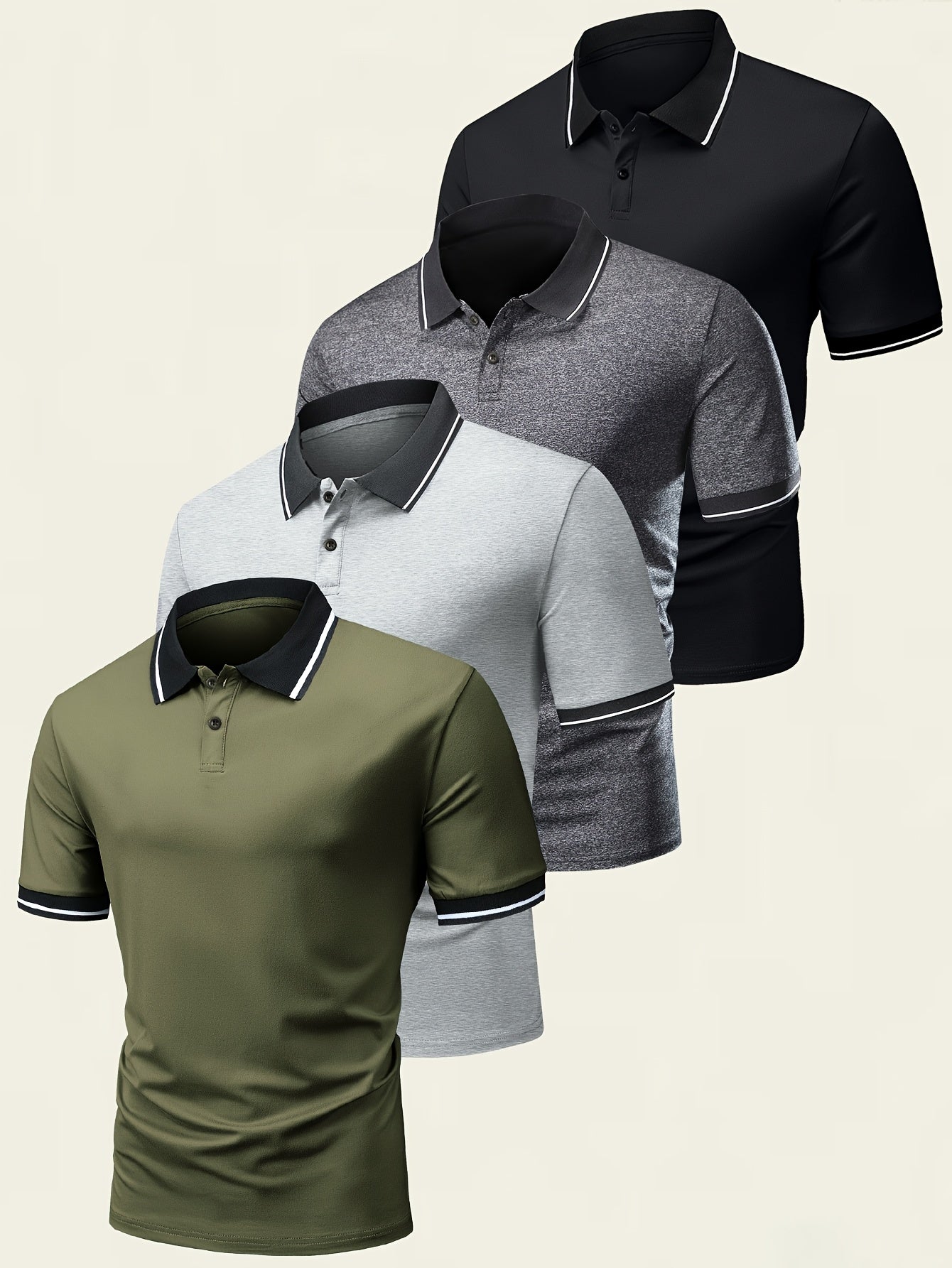 Men's Summer Short Sleeve Sports Shirt, Contrast Trim