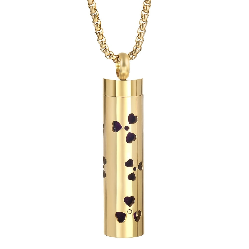 New Golden Stainless Steel Aroma Geometric Pattern Hollow Pendant Necklace