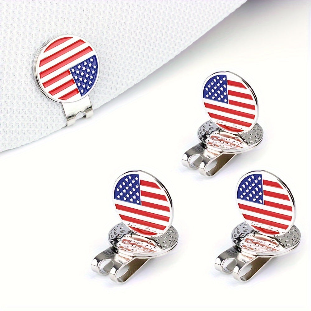 4PCS Magnetic Golf Hat Clips - American Flag Pattern, Golf Gift
