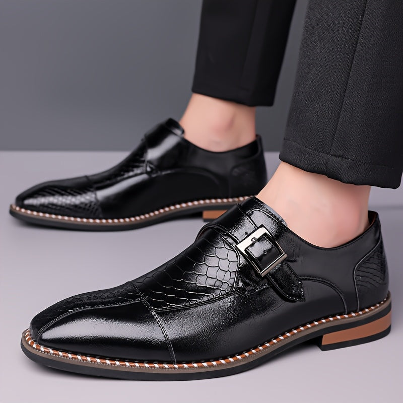 Men's Crocodile Leather Pointed Toe Elegant Office Loafers