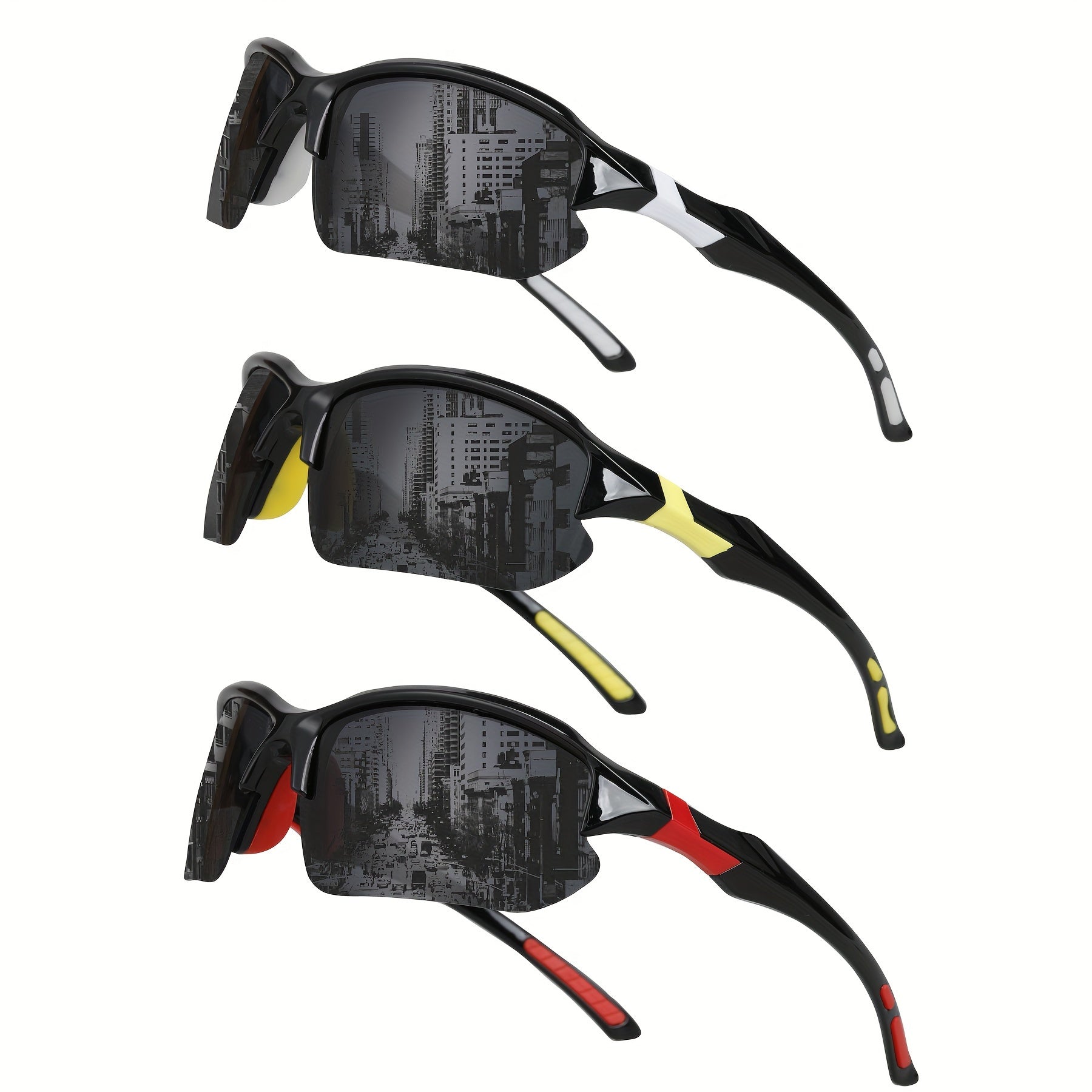 3-Piece Polarized Sports Glasses - Wind &amp; UV Protection