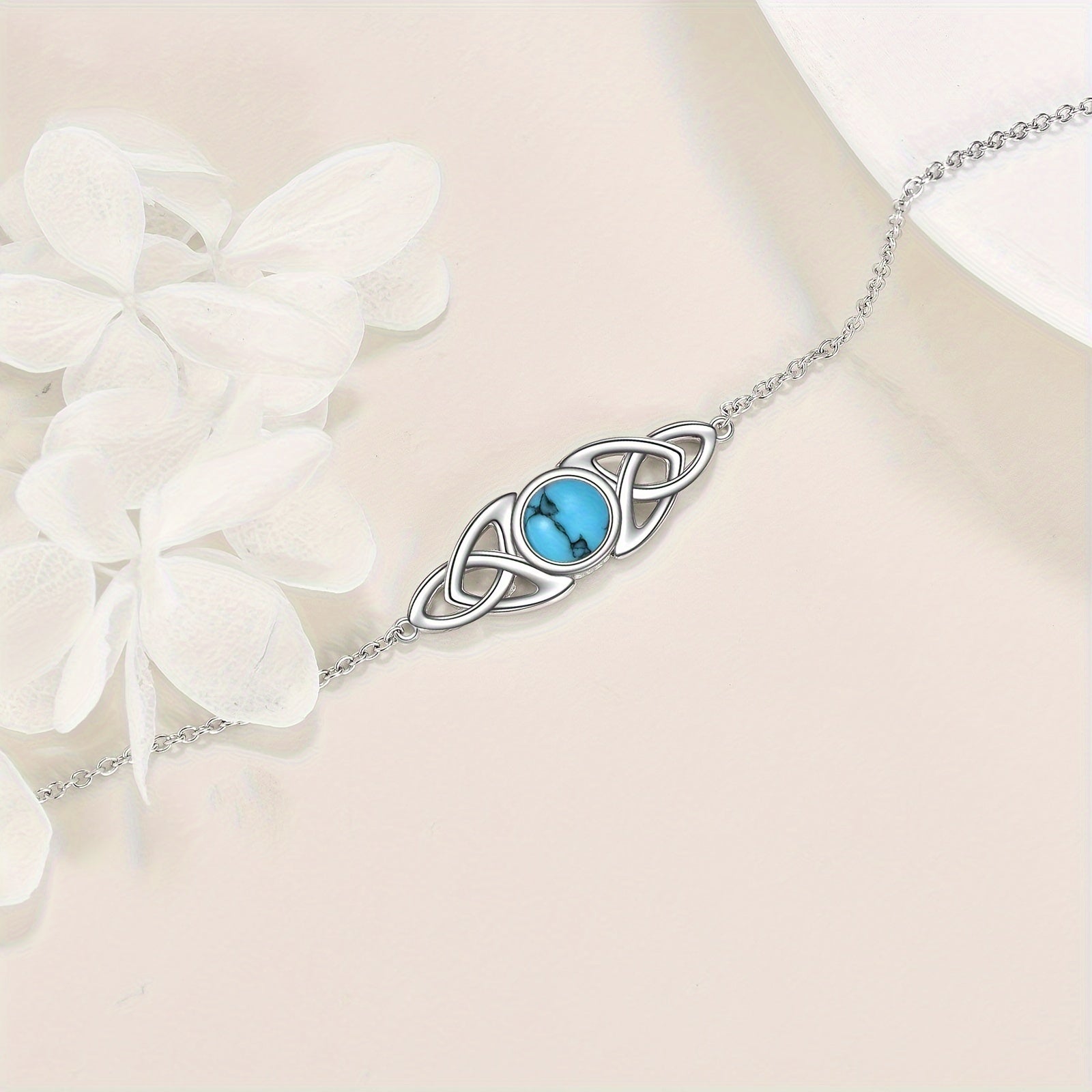 925 Celtic Women's Silver Bracelet with Turquoise Tricolor