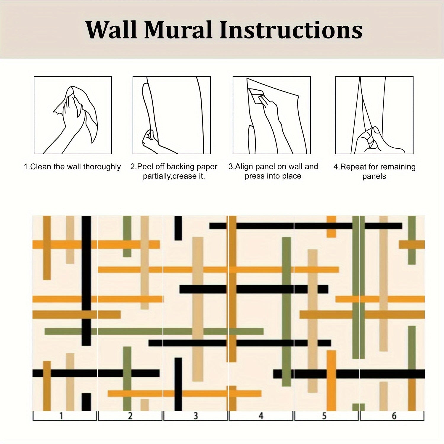 Self-Adhesive Abstract Geometric Striped Wallpaper 100x144