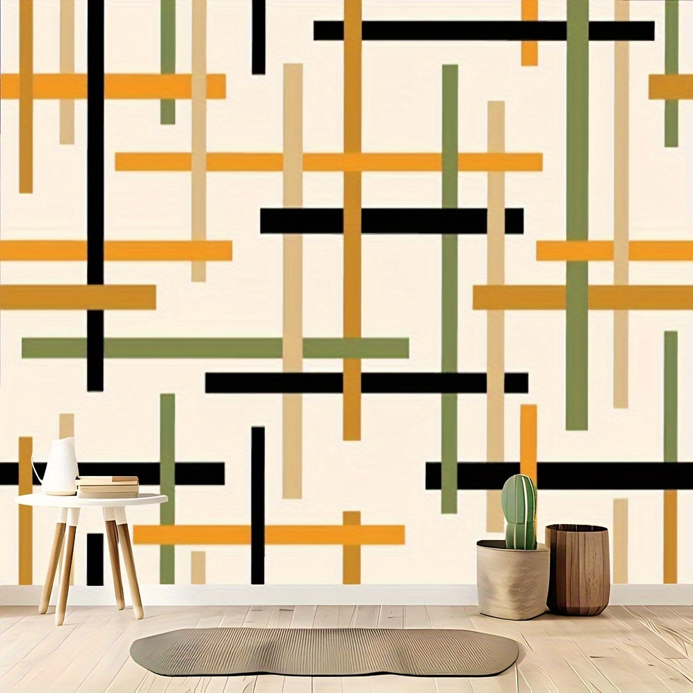 Self-Adhesive Abstract Geometric Striped Wallpaper 100x144