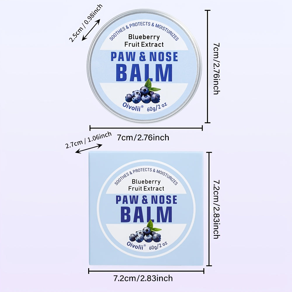 Natural Dog Paw Balm With Blueberry - Protects Paws From Hot Pavement, Wax For Dry Paws & Nose, Canine Paw Moisturizer For Cracked Paws, Cream Butter With Blueberry Scent For Cats & Dogs, Paw Protectors (2 OZ)