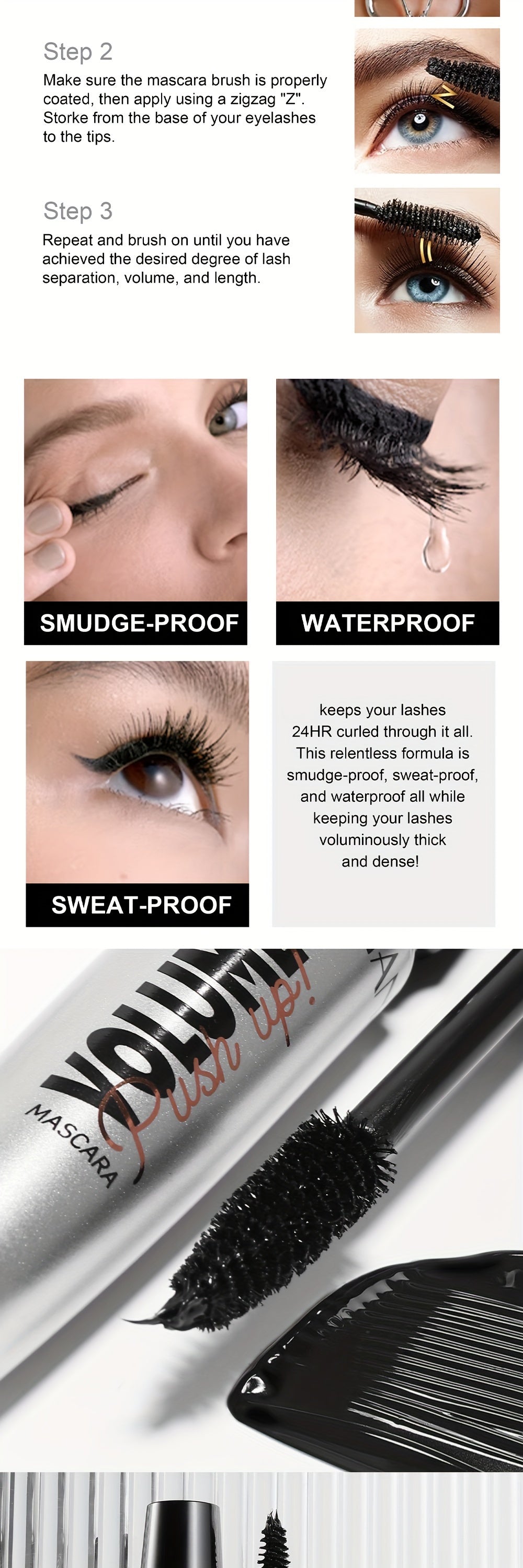 Mascara HANDAIYAN Dày, Cong, Chống Nước, Đen 12g