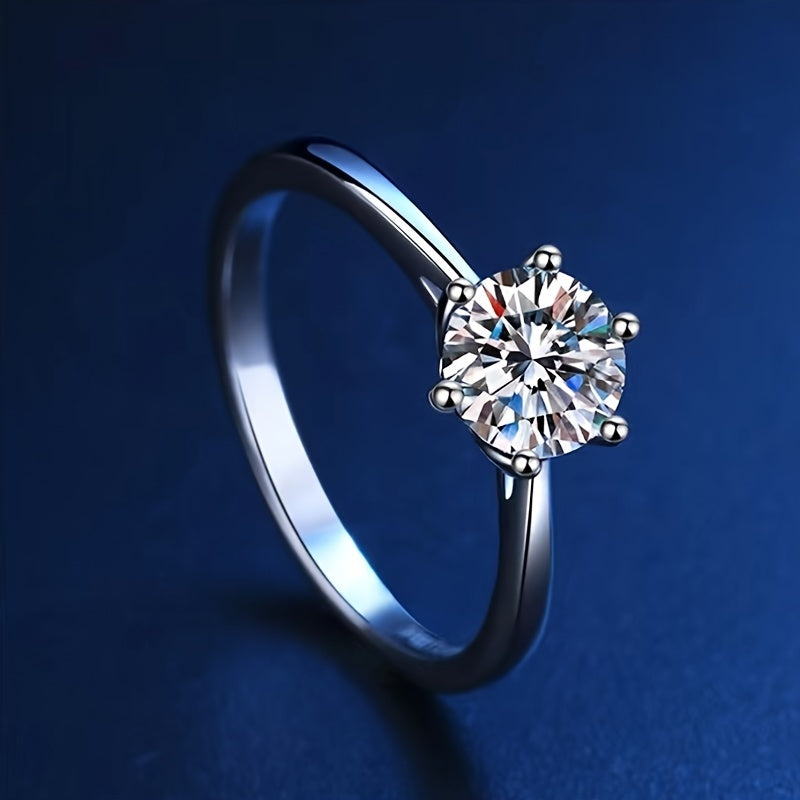 New Women'S One-Carat 925 Silver Moissanite Ring Plated with Tp950. - Daisan Mart