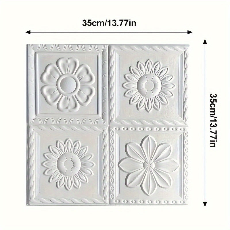 3D Waterproof Wallpaper White Flowers 50 Pieces