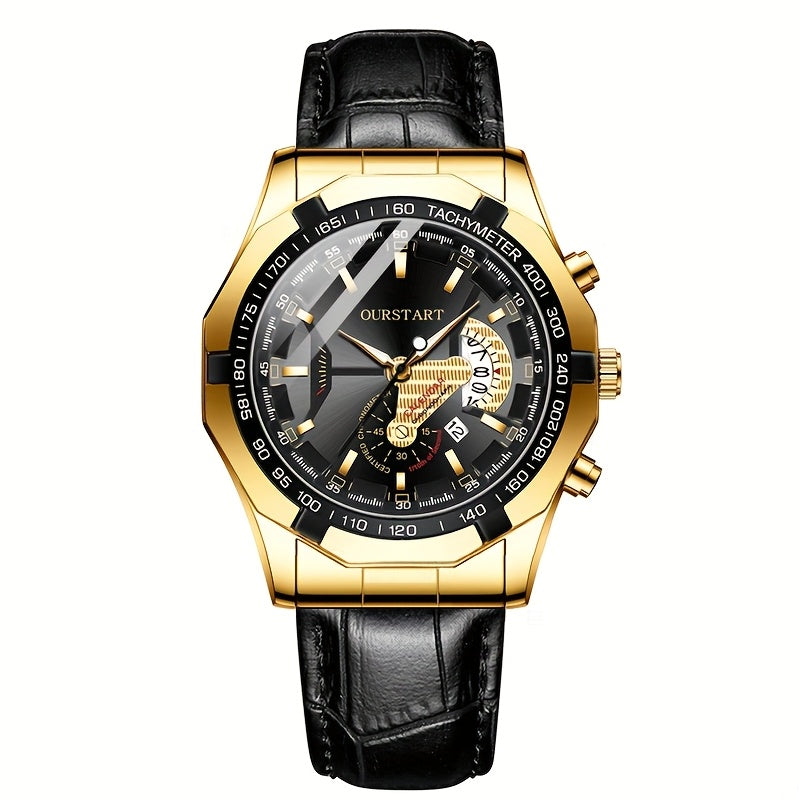 Luxury Large Face PU Leather Strap Men's Sports Watch