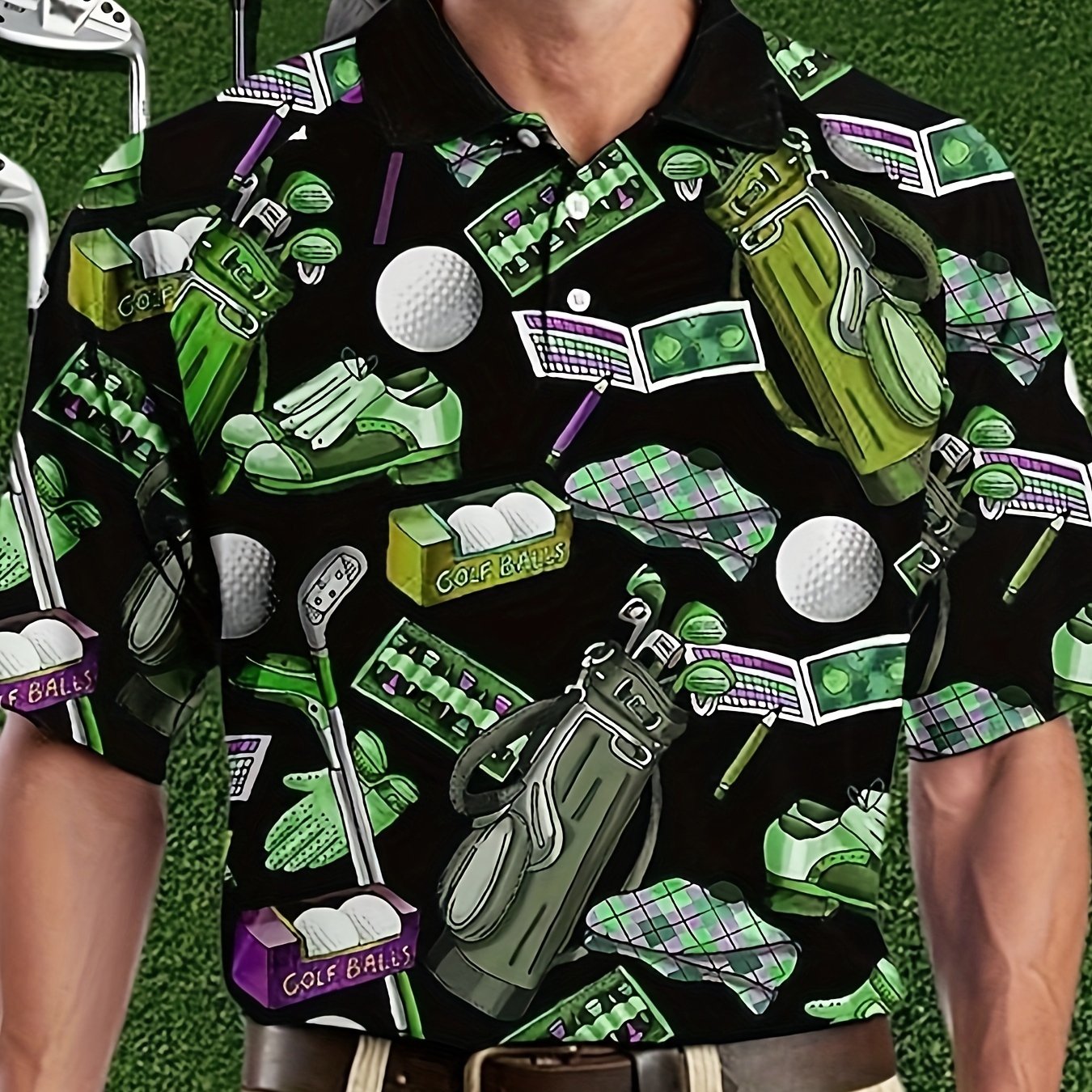 Áo Sơ Mi Golf Nam In Họa Tiết Hài Hước, Siêu Nhẹ