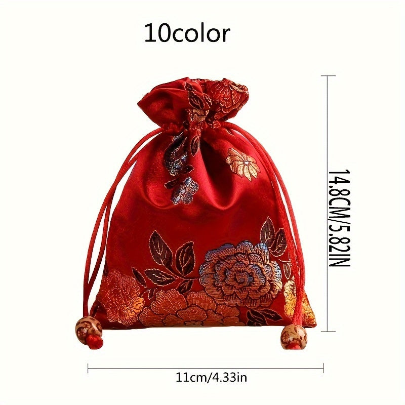 Multi-purpose Embroidered Cloth Bags 10 Pieces - For Gifts &amp; Jewelry