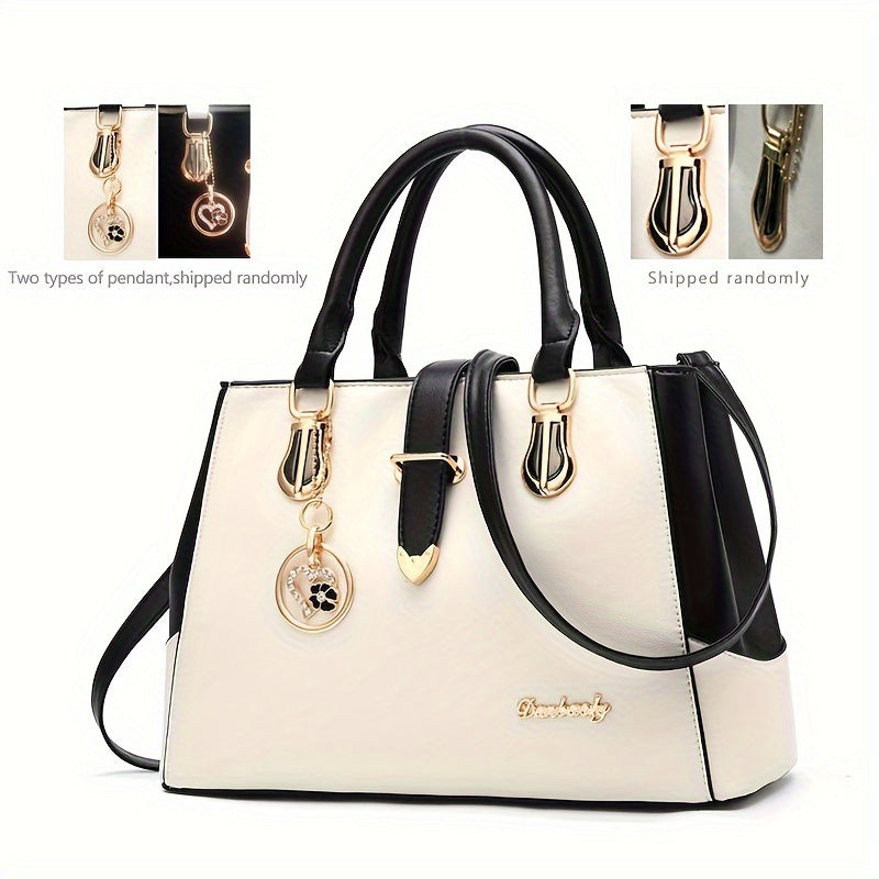 Elegant Women's Handbag with Letters, Convenient Double Strap