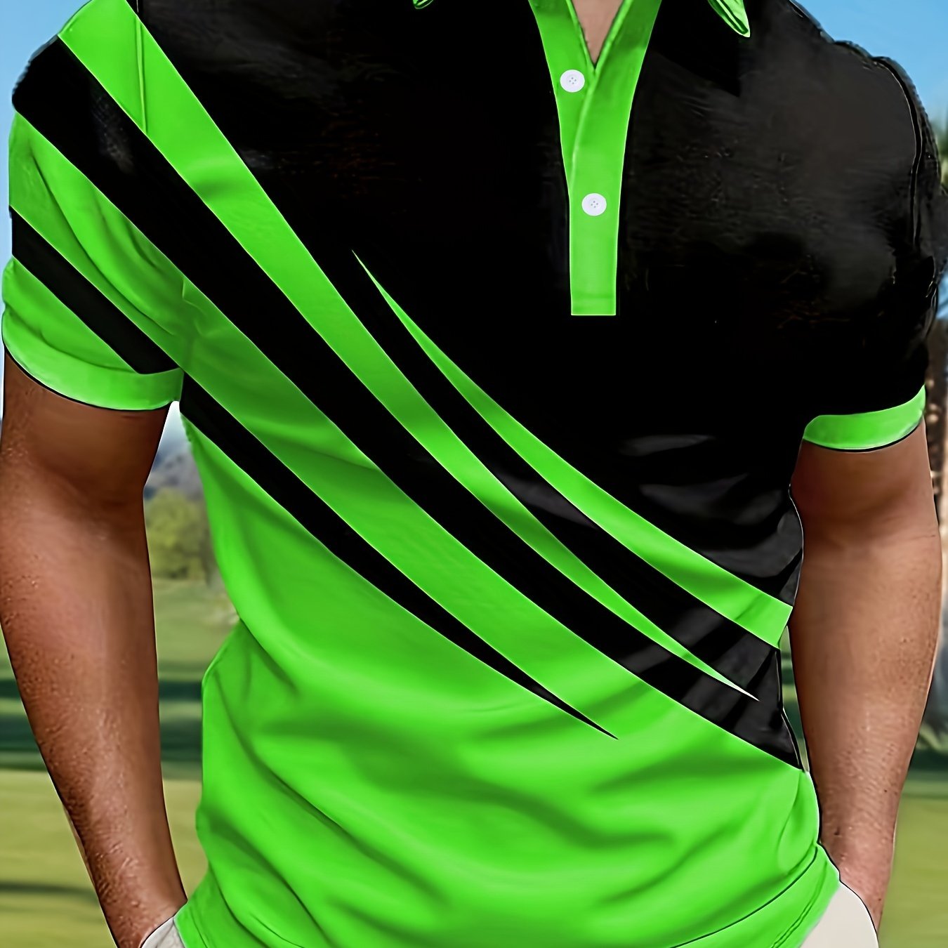 Men's Color-blocked Short-Sleeved Sports Style Shirt