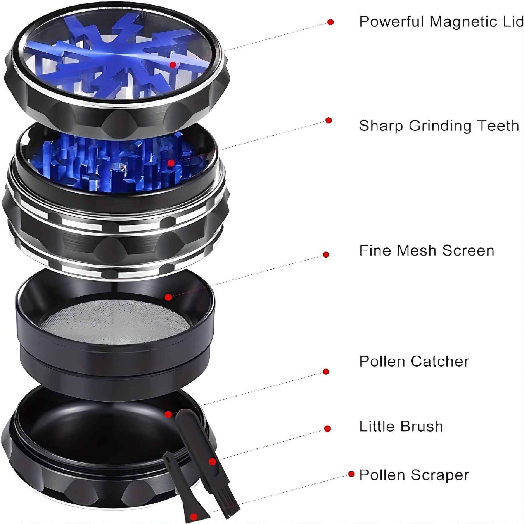 2.5 Inch Multi-Function Grinder - Super Durable Black Blue