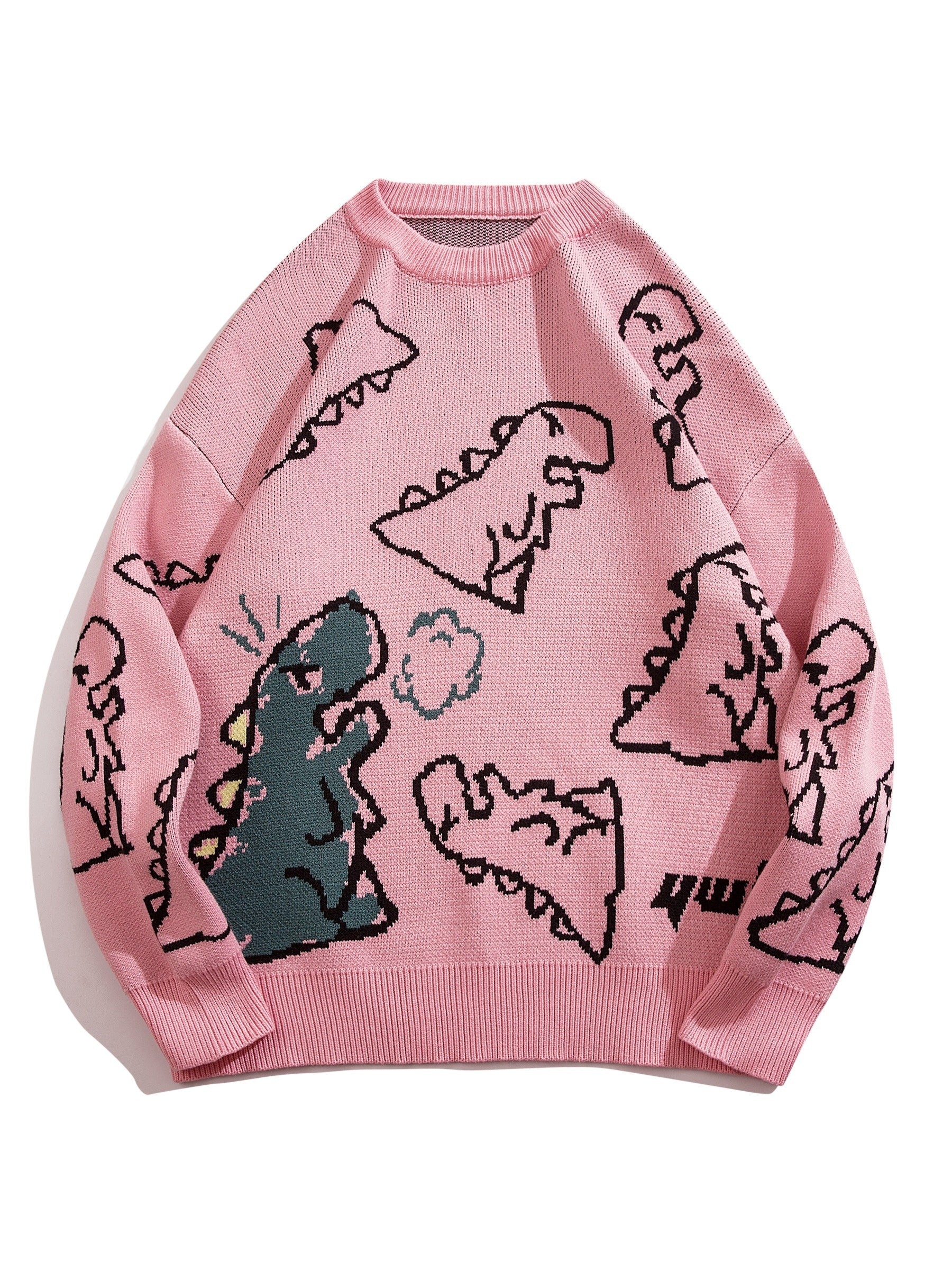 Áo len unisex khủng long xanh đen, dáng rộng, ấm áp - Daisan Mart