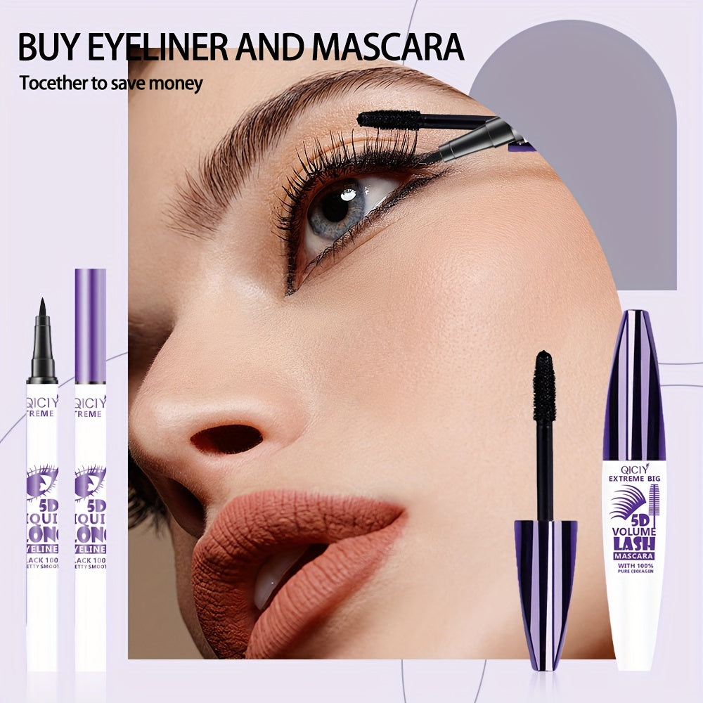 24H 2in1 Super Thick Waterproof 5D Mascara &amp; Eyeliner