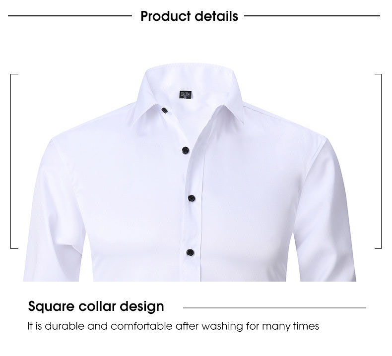 男士修身彈性正裝襯衫，輕薄商務翻領長袖襯衫，男士商務襯衫抗皺耐用純色正裝長袖襯衫，帶紐帶和口袋，適合工作、通勤、約會