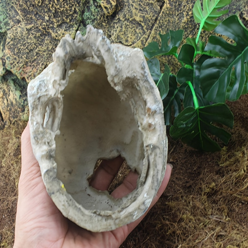 Aquarium Decor Accessories, Skull Skeleton Statue, Lizard Hideout, Lizard Cave, Glass Container for Aquarium, Reptile Hideaway Cave, Suitable for Aquarium Fish Tank Landscape Decoration Reptile Habita - Daisan Mart