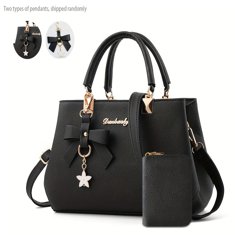 Women's Handbag with Multi-Functional Bow and Cute Mini Wallet