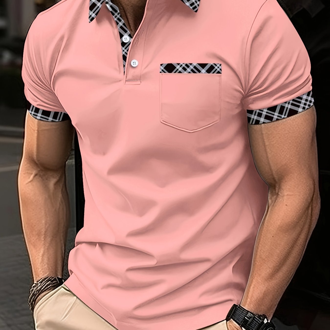 Men's Golf Shirt V-neck, Breathable, Stretchy, Sweat-absorbent