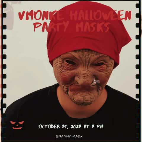 [Red Hood Halloween Mask] Halloween Mask, Little Red Hood Smoking Grandma Old Woman, Party Props, Ideal Gift for Men &amp; Women