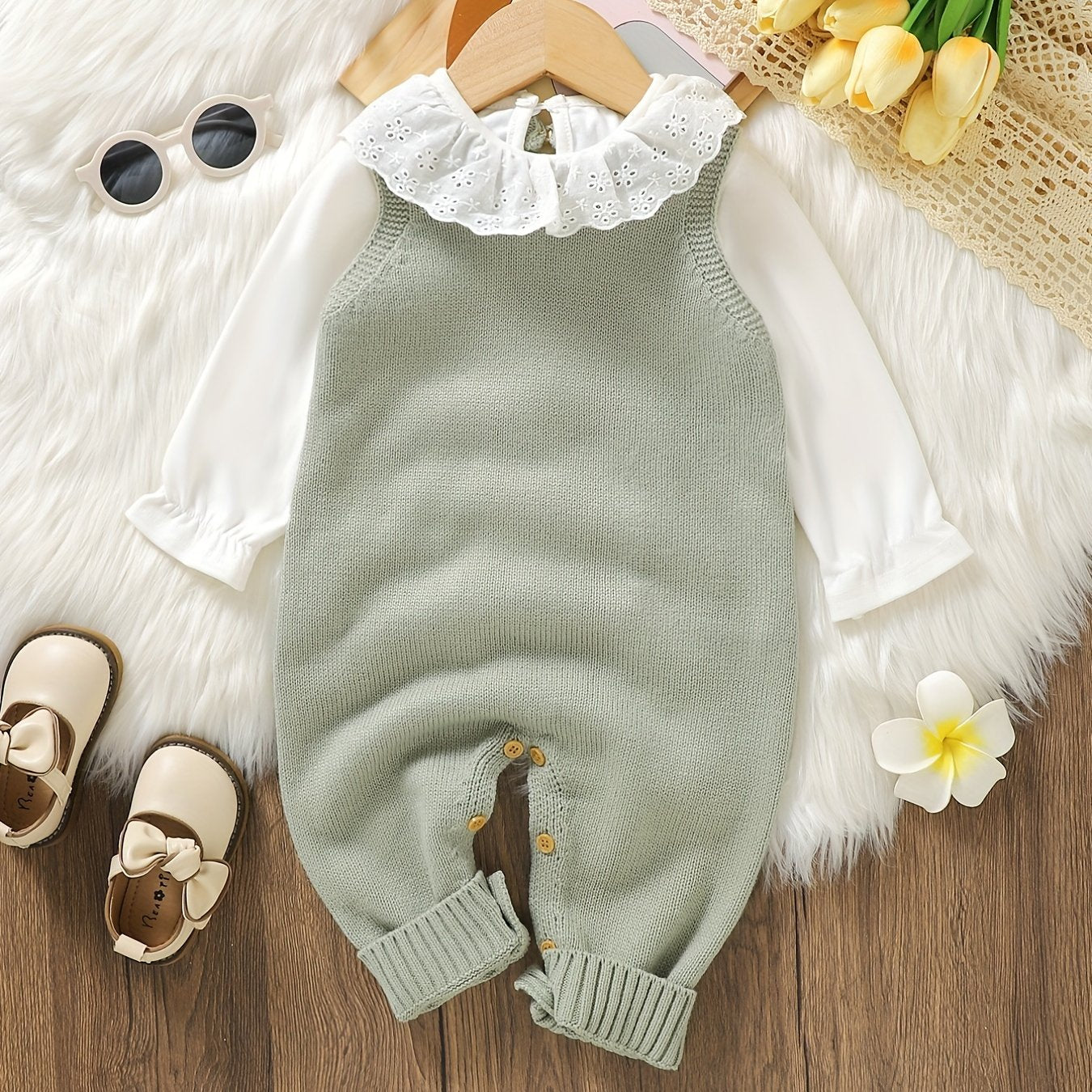 Baby Clothing Girl Baby Bodysuit Baby Love Jacquard Boys Knitted Bodysuit, Suitable For Indoor And Outdoor Wear