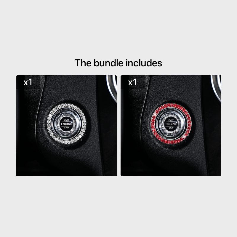 Zinc Alloy Ignition Button Cover with Sparkle Effect - "START STOP" Design, Plated, Easy Installation, Fits Most Vehicles, Ignition System Upgrade | Sparkling Button Cover | Glossy Finis - Daisan Mart